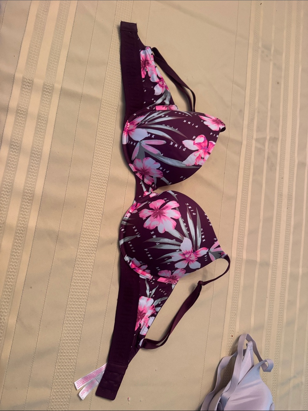 PINK Victoria's Secret Floral Push-Up Bra in Purple and Pink